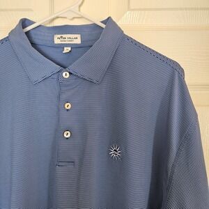 Peter Millar Summer Comfort XL Blue Striped Polo Shirt Golf